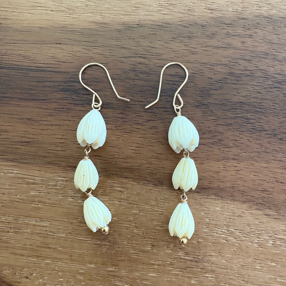 Elegant Pikake Gold filled Dangling earrings